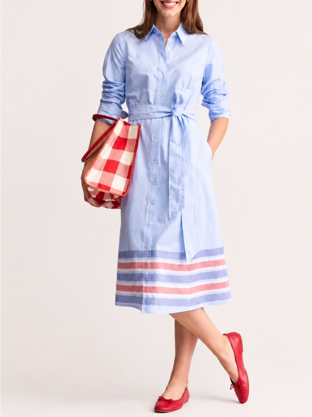 Boden Kate Chambray 100% Cotton Midi Shirt Dress US 10 10R - Picture 1 of 5